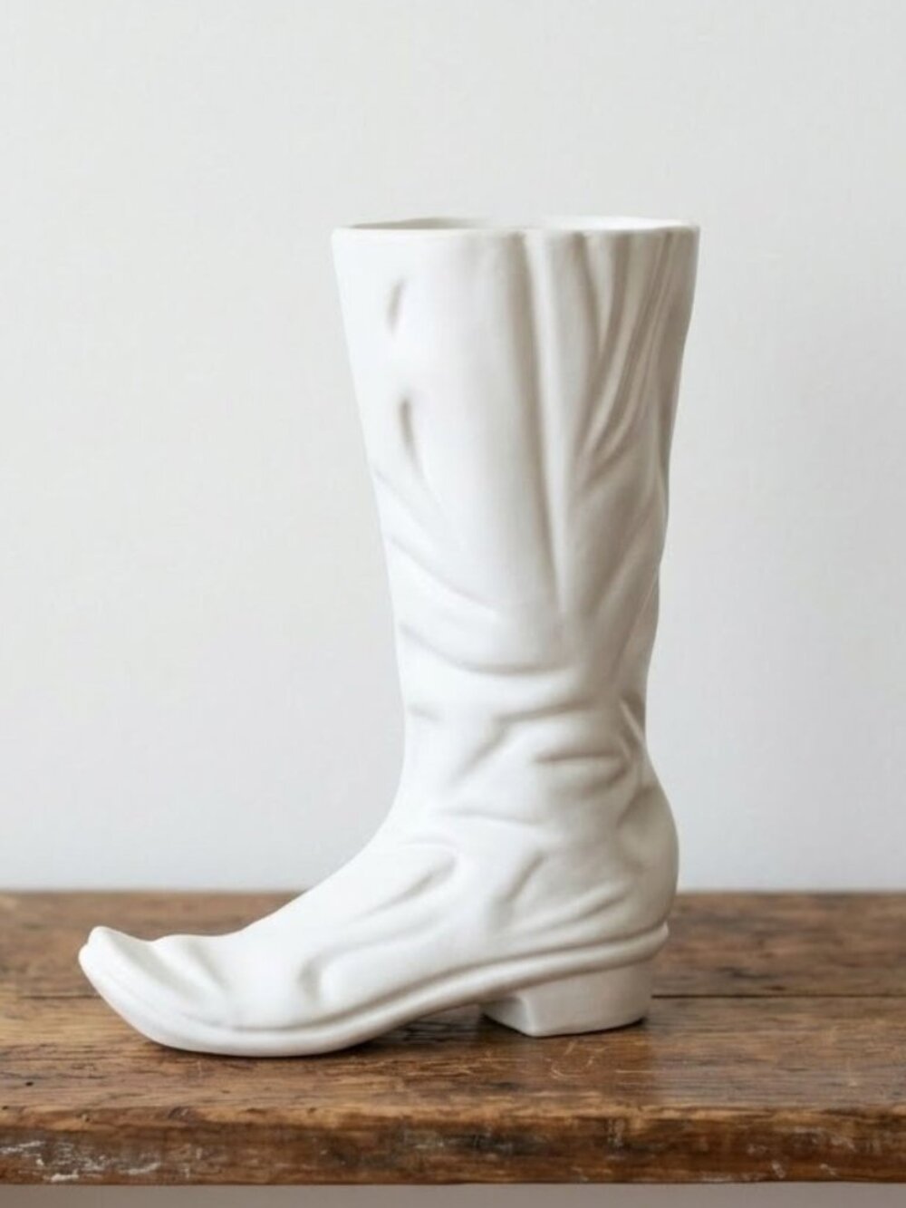 White Ceramic Cowboy Boot Vase 11.5" Planter Western Home Decor Vintage Style